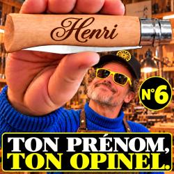 Couteau Opinel n&deg;6 inox personnalis&eacute; pr&eacute;nom - id&eacute;e cadeau grav&eacute;