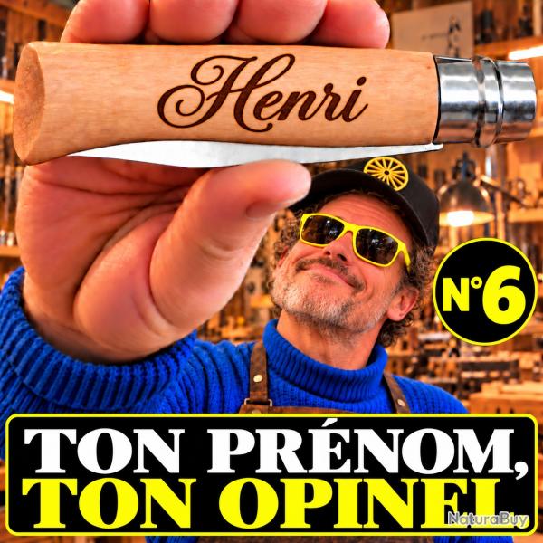 Couteau Opinel n�6 inox personnalis� pr�nom - id�e cadeau grav�