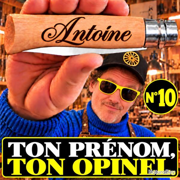 Couteau Opinel n�10 inox personnalis� pr�nom - cadeau grav�