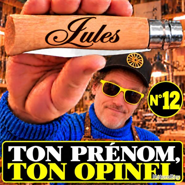Couteau Opinel n�12 inox grav� pr�nom - grande taille personnalis�