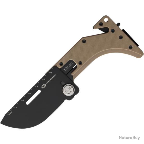 Couteau WithArmour UltraThin Lame Acier 14C28N Manche G10 Sable DAV Lock WAR2418TN