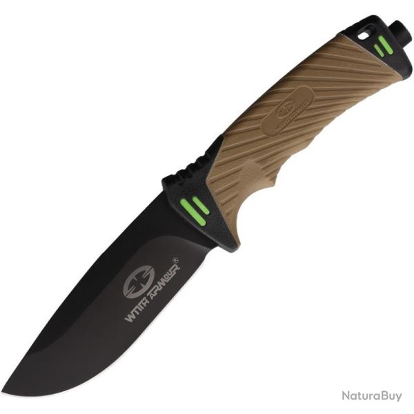 Couteau Fixe WithArmour Nightingale Lame Acier D2 Manche PP et TPR Sable �tui Polym�re WAR001TN