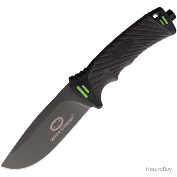 Couteau Fixe WithArmour Nightingale Lame Acier D2 Manche PP et TPR Noir �tui Polym�re WAR001BG