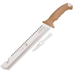 Couteau Fixe Camillus Carnivore X 2 Lames Acier 440 Manche Zytel Sable &Eacute;tui Nylon CM19236