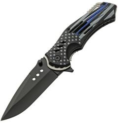 Couteau A/O Rite Edge Police Flag Lame Acier Inox Manche ABS Noir/Bleu Linerlock CN300552PO