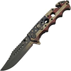 Couteau A/O Rite Edge Old Glory Lame Acier Inox Manche Aluminium Multicolore Linerlock CN300509