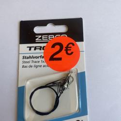 Bas de ligne acier 1x7 Zebco 25 cm - Rolling triple + agrafe - 6 kg - Neuf
