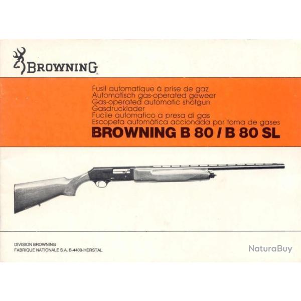 notice fusil BROWNING B80 / B80 SL en FRANCAIS b 80 (envoi par mail) - VENDU PAR JEPERCUTE (m2917)