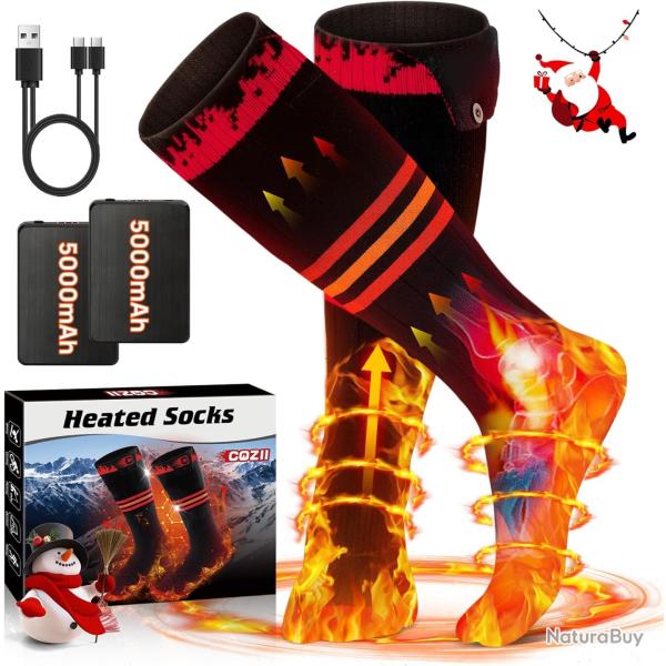 Chaussettes Chauffantes �lectriques Rechargeables 5V 5000mAh - Id�al Chasse au Poste et Grand Froid
