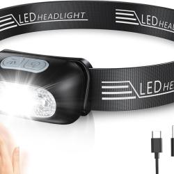 Lampe Frontale LED Ultra Puissante Rechargeable USB C - Id&eacute;al Chasse de Nuit et Recherche au Sang