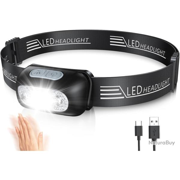 Lampe Frontale LED Ultra Puissante Rechargeable USB C - Id�al Chasse de Nuit et Recherche au Sang