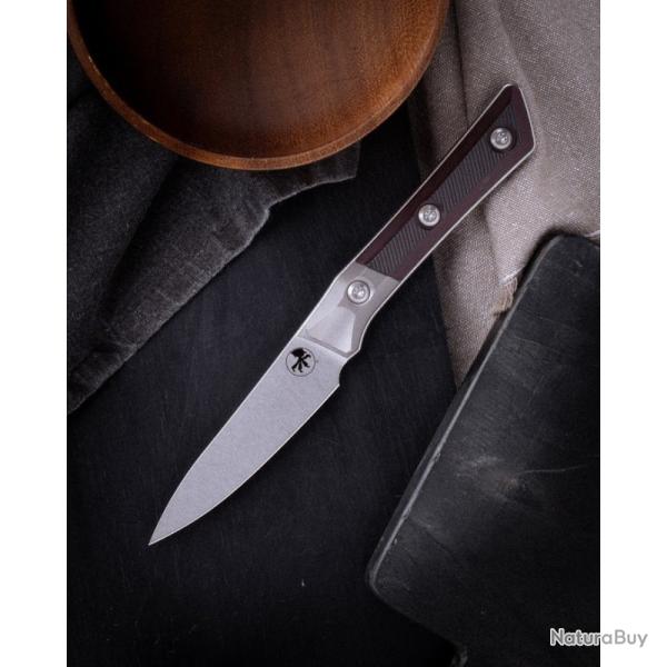 Couteau Microtech Paring Lame Acier M390MK Manche G10 Black Cherry �tui Feutre Made In MCT3500B10BC
