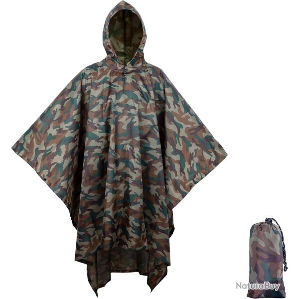 Poncho Imperm�able Camouflage 3-en-1 Chasse P�che