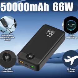Batterie Externe avec Charge Rapide PD - Entr&eacute;e USB-C/USB grande capacit&eacute; 50 000 mhA
