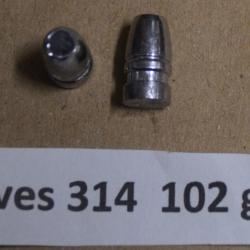 Ogives 314 /102 grs pointe creuse rechargement revolver colt ou autre poudre noire