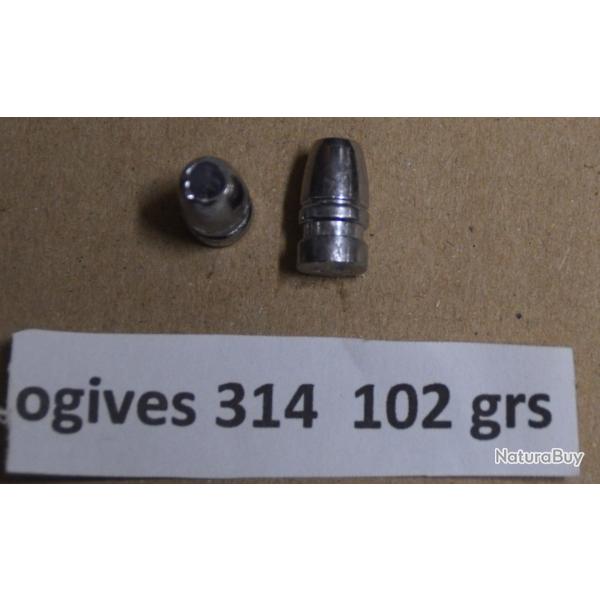 Ogives 314 /102 grs pointe creuse rechargement revolver colt ou autre poudre noire