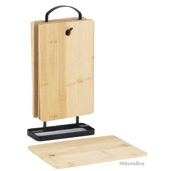 6 planches � d�couper 15x26cm en bambou avec support m�talique noir � personnaliser