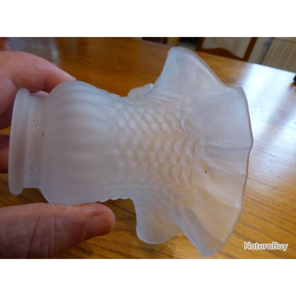 BELLE TULIPE NEUVE OPAQUE + DE JOLIES STRIES, A REAJUSTER SUR UNE LAMPE ANCIENNE OU MODERNE - 0 CHOC