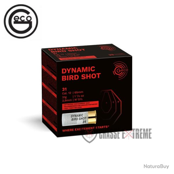 25 Cartouches GECO Dynamic Bird Shot Cal 12/65 N�5