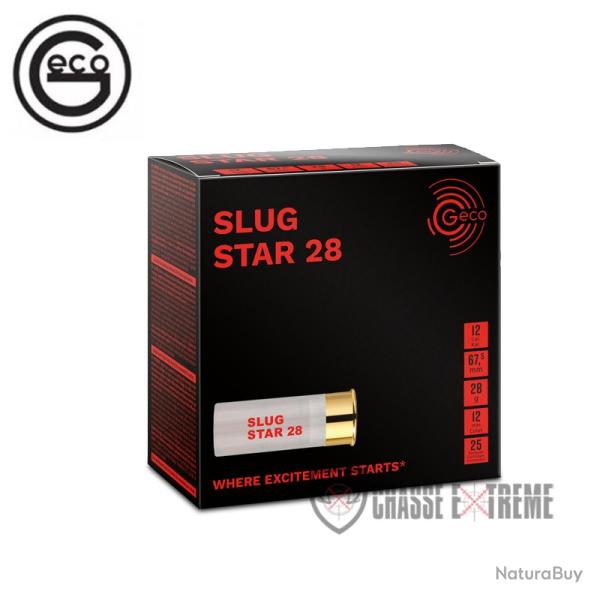 25 Cartouches GECO Slug Star 28G Cal 12/67