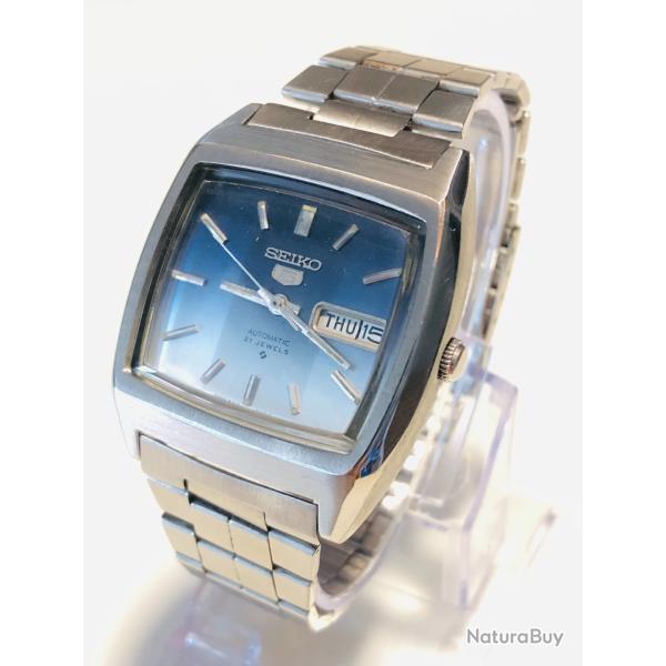 Montre Vintage Seiko 5 Automatique Cal. 6319-5020, Cadran D�grad� Bleu, Bo�tier Coussin