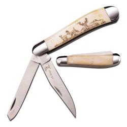 Couteau Pliant Elk Ridge Trappeur Cerf Lame Acier Acier Inoxydable Manche Os Blanc Cerf ER220DR