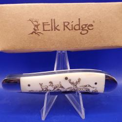 Couteau Pliant Elk Ridge Trappeur Cerf Lame Acier Acier Inoxydable Manche Os Blanc Cerf ER220DR