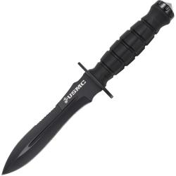 Couteau Fixe USMC Lame Acier 3Cr13 Manche FRN Noir &Eacute;tui Nylon USMFIX3002BK