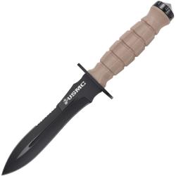 Couteau Fixe USMC Lame Acier 3Cr13 Manche FRN Sable &Eacute;tui Nylon USMFIX3002TN