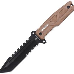 Couteau Fixe USMC Lame Acier 3Cr13 Tanto Manche FRN Sable &Eacute;tui Nylon USMFIX3003TN