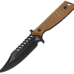 Couteau Fixe USMC Lame Acier 3Cr13 Clip Point Manche FRN Sable &Eacute;tui Nylon USMFIX3004TN