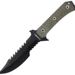 Couteau Fixe USMC Lame Acier 3Cr13MoV Manche G10 Vert &Eacute;tui Nylon USMFIX3006GN