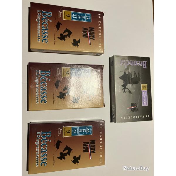 Vends lot de 4 boites de cartouches MARY ARM Calibre 28