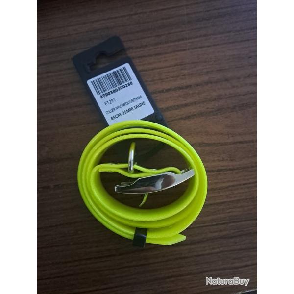 Collier jaune fluo 85 cm x 25 mm pour chien de chasse - polyur�thane