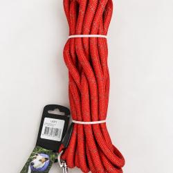 Longe r&eacute;fl&eacute;chissante rouge 5 m x 12 mm pour chien - mousqueton m&eacute;tal