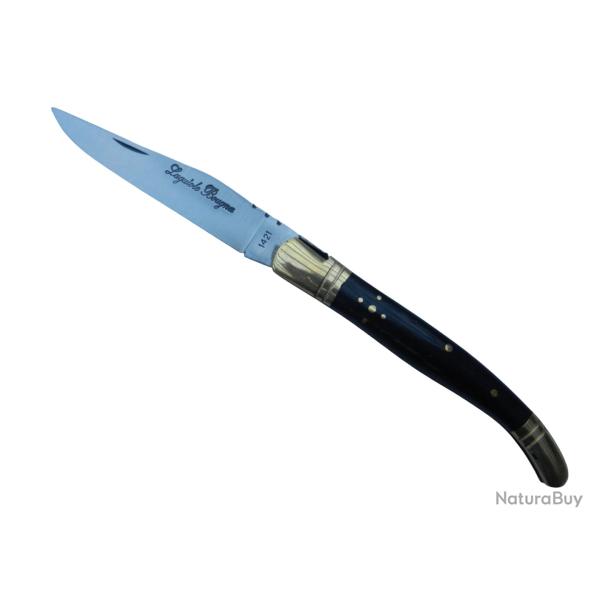 COUTEAUX PLIANT LAGUIOLE BOUGNA 5060 en corne noire lame en acier inoxydable mitre laiton