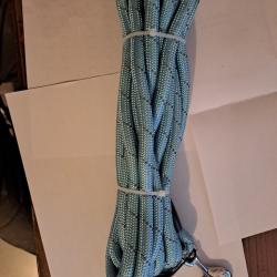 Longe r&eacute;fl&eacute;chissante turquoise 5 m x 12 mm pour chien - mousqueton m&eacute;tal