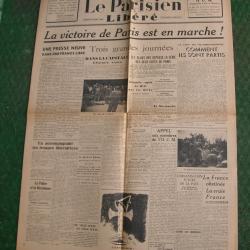 WW2 FRANCE JOURNAL FRANCAIS" LE PARISIEN LIB&Eacute;R&Eacute; 22 AOUT 1944 " &Eacute;POQUE LIB&Eacute;RATION DE PARIS  39-45 be