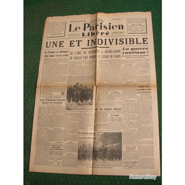 WW2 FRANCE JOURNAL FRANCAIS" LE PARISIEN LIB�R� 27 AOUT 1944 " �POQUE LIB�RATION DE PARIS  39-45