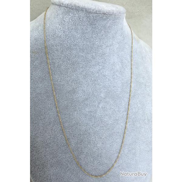 Chaine neuve en vermeil (argent plaqu� or) - 52 cm - collier maille figaro