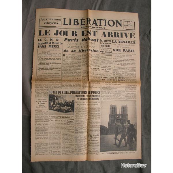 WW2 FRANCE JOURNAL FRANCAIS" LIBERATION EDITION DE PARIS 23 AOUT 1944 " �POQUE LIBERATION DE PARIS