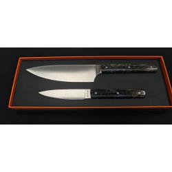 Perceval 9.47 Cuisine - Set 2 Couteaux Office 10 + &Eacute;minceur 15 - Bouleau Noir Stabilis&eacute; / ref : 0621