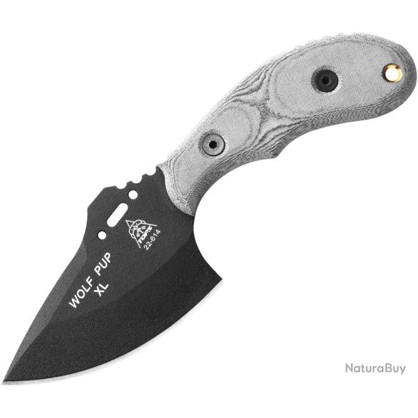 Couteau Fixe TOPS Wolf Pup XL Lame Acier 1095 Manche Micarta Noir �tui Kydex TPWP011