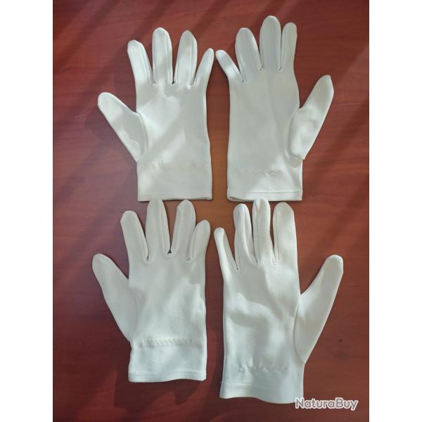 Lot de 2 paires de gants blancs de c�r�monie militaires / gendarmerie - TBE