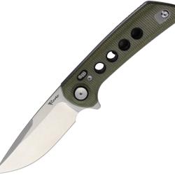 Couteau Pliant Reate Knives PL-XF Lame Acier Nitro-V Manche Micarta Vert Pivot Lock REAPLXF3