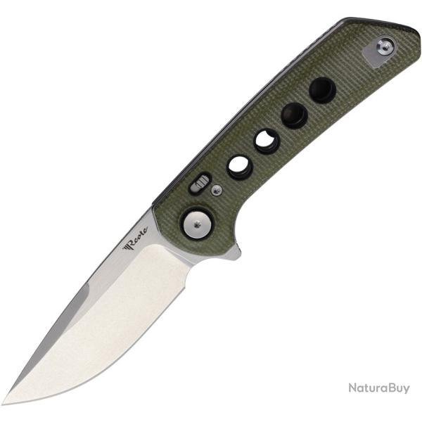 Couteau Pliant Reate Knives PL-XF Lame Acier Nitro-V Manche Micarta Vert Pivot Lock REAPLXF3