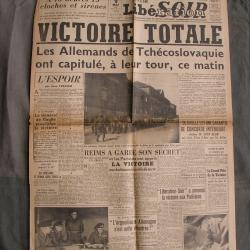 WW2 FRANCE JOURNAL FRANCAIS" LIBERATION EDITION VICTOIRE 9 MAI 1945 " &Eacute;POQUE ARMISTICE J+1 39-45