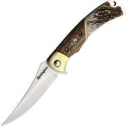 Couteau Pliant Remington Guide Lame Inox Manche Bois et Os Linerlock &Eacute;tui Cuir R15726