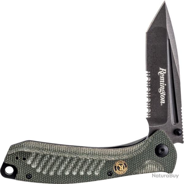 Couteau Pliant Remington EDC Lame Inox Tanto Manche Micarta Vert Linerlock R15735