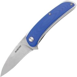 Couteau Pliant WONITAC Lame Acier 14C28N Sheepsfoot Manche G10 Bleu Linerlock WNT2513